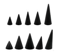 hindraem Présentoir à bagues en Bois Noir,3 x 8 cm, Environ 14 g | Présentoir à bagues en bois noir en forme de cône