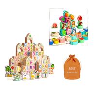 hindraem Stimuler Le développement cognitif avec des Jouets en Bois pour bébé, Jeu de AB 6 Monate Baby Spielzeug 1 Jahr Baby Geschenk , coloré , 100+42 Blocs de Construction Jouets