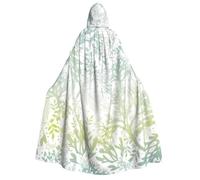 Hingor Cape à capuche avec imprimé algues vertes et bleu marine | Cape longue pour sorcière, sorcière, vampire, capuche surdimensionnée, réutilisable, effrayante