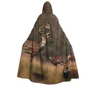 Hingor Cape à capuche avec imprimé de chasse au cerf pour cosplay | Cape longue pour sorcière, sorcière, vampire, capuche surdimensionnée, réutilisable, effrayante