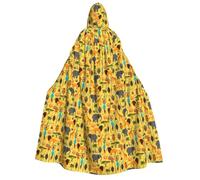 Hingor Cape à capuche avec imprimé éléphant d'Afrique pour cosplay | Cape longue pour sorcière, sorcière, vampire, capuche surdimensionnée, réutilisable, effrayante