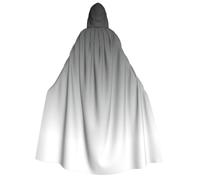 Hingor Cape à capuche avec imprimé ombré blanc à noir pour cosplay | Cape longue pour sorcière, sorcière, vampire, capuche surdimensionnée, réutilisable, effrayante