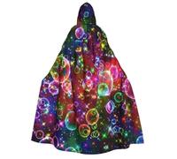 Hingor Cape à capuche colorée avec imprimé étoiles arc-en-ciel pour cosplay | Cape longue pour sorcière, sorcière, vampire, capuche surdimensionnée, réutilisable, effrayante