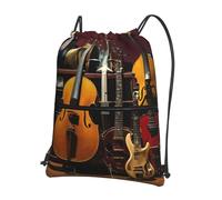 Hingor Sac à dos avec cordon de serrage imprimé guitare électrique résistant à l'eau pour gym, shopping, sport, yoga