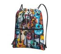 Hingor Sac à dos avec cordon de serrage pour guitare acoustique et guitare - Résistant à l'eau - Pour gym, shopping, sport, yoga