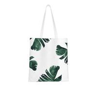 Hingor Sac fourre-tout en toile esthétique avec imprimé feuilles de palmier pour femme, mignon, tendance et réutilisable, sac de courses en toile pour l'école, le shopping, la gym, la bibliothèque et
