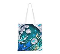 Hingor Sac fourre-tout en toile esthétique avec imprimé libellule bleue pour femme, mignon, tendance et réutilisable pour l'école, le shopping, la gym, la bibliothèque et la plage
