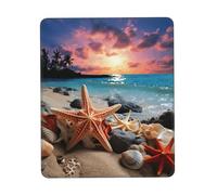 Hingor Tapis de souris imprimé étoiles de mer et corail sur la plage avec bords cousus, texturé de qualité supérieure, base en caoutchouc antidérapant, pour ordinateur portable et gaming