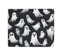 Hingor Tapis de souris imprimé fantôme blanc mignon Halloween avec bord cousu texturé de qualité supérieure lisse opération précise imperméable lavable base en caoutchouc antidérapant tapis de