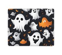 Hingor Tapis de souris imprimé fantôme blanc mignon Halloween avec bords cousus texturé lisse opération précise imperméable lavable base en caoutchouc antidérapant 22,9 x 17,8 cm