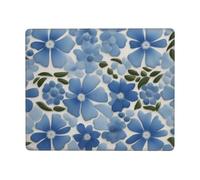 Hingor Tapis de souris imprimé fleurs bleues avec bords cousus texturé de qualité supérieure lisse opération précise imperméable lavable base en caoutchouc antidérapant tapis de protection de bureau
