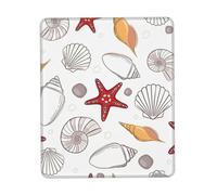 Hingor Tapis de souris texturé de qualité supérieure avec motif coquillages et étoiles de mer avec bords cousus, base en caoutchouc antidérapant, pour ordinateur portable