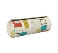 Hingor Trousse à crayons en polyuréthane avec impression moderne du milieu du siècle - Sac de papeterie portable pour homme et femme