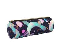 Hingor Trousse à crayons en polyuréthane avec joli motif imprimé pailleté - Sac de papeterie portable pour homme et femme
