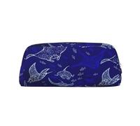 Hingor Trousse de toilette avec fermeture éclair pour cosmétiques, papeterie, sac à main, trousse à crayons - Motif raie manta et poisson, Argenté., One Size, Pochette à monnaie