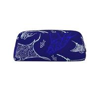 Hingor Trousse de toilette avec fermeture éclair pour cosmétiques, papeterie, sac à main, trousse à crayons - Motif raie manta et poisson, Argenté., Taille unique, Pochette à monnaie
