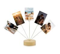 HINGTAI Support Photo en Forme de cœur avec Cinq Pinces, Support doré en Forme d'arbre pour Photos, présentoir de Bureau, Support Cadeau pour fêtes, Mariages ou Occasions Professionnelles