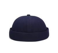 HINGTAT Bonnet Docker pour Hommes Bonnet de Pêcheur Sans Bords Casquette de Travailleur Style Marin Réglable Bonnet Docker à Manche Roulée de Style Rétro pour Hommes et Femmes, bleu marine, Taille