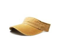 HINGTAT Chapeaux de sport à visière pare-soleil en coton sergé délavé pour homme et femme - Visière de sport légère réglable en coton sergé, jaune, taille unique