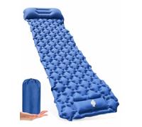Hingue Matelas isolant de camping, matelas gonflable ultra léger avec pompe à pied et oreiller, matelas gonflable compact, imperméable, petit encombrement, tapis de camping pour randonnée, plage