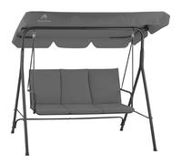 HinHocker Balancelle 3 places avec toit pare-soleil | Gris | Charge maximale : 250 kg | Chaise à bascule, banc à bascule pour extérieur | Balancelle de jardin, fauteuil à bascule | Bascule souple