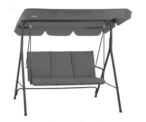 HinHocker Balancelle 3 places avec toit pare-soleil | Gris | Charge maximale : 250 kg | Chaise à bascule, banc à bascule pour extérieur | Balancelle de jardin, fauteuil à bascule | Bascule souple