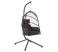 HinHocker Fauteil hamac avec châssis | Marron | Balançoire Suspendue pour l’intérieur,l’Exterieur, terrasse | Coussins et Rembourrage de siège | Fauteuil en Osier, Fauteuil Suspendu en Oeuf