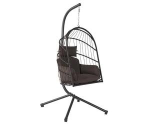 HinHocker Fauteil hamac avec châssis | Marron | Balançoire Suspendue pour l’intérieur,l’Exterieur, terrasse | Coussins et Rembourrage de siège | Fauteuil en Osier, Fauteuil Suspendu en Oeuf