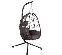 HinHocker Fauteuil hamac avec châssis | Marron | Hamac Suspendu pour l’intérieur et l’extérieur | Coussin et Rembourrage d'assise de siège Inclus | Fauteuil Oeuf Suspendu pour terrasse