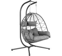 HinHocker Fauteuil suspendu pour 2 personnes avec support, anthracite, XXL balançoire suspendue Indoor et Outdoor