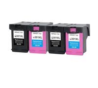 HINICOLE Lot de 4 cartouches d'encre compatibles 301 XL de remplacement Compatible avec imprimantes DeskJet 1050 2050 3050 2150 3150 1010 1510 2540 compatible avec le numéro de pièce 301(2SET)
