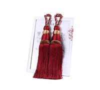 Hinleise Vintage Gland Rideaux Embrasse Rideaux Retenue - 2pcs Traitements de Fenêtre Pendentifs Suspendus Accessoires pour la Décoration de la Maison - Rouge