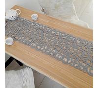 Hinmay Chemin de table ajouré en feutre résistant à la chaleur lavable 101,6 x 27,9 cm, Pas de zéro, gris clair, Taille unique