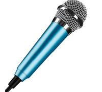 Hinmay Mini microphone à condensateur - prise de 3,5 mm - pour karaoké, téléphone, ordinateur - petit enregistreur portable et filaire (Bleu)