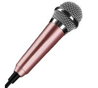 Hinmay Mini microphone à condensateur - prise de 3,5 mm - pour karaoké, téléphone, ordinateur - petit enregistreur portable et filaire (Doré)