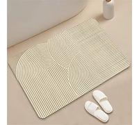 Hinnin Tapis de Bain AntidéRapant Absorbant 90x120cm Tapis Salle de Bain Super AntidéRapant, Tapis de Douche SéChage Rapide, Lavable Tapis de Salle de Bain Doux, Tapis Absorbant Salle de Bain Beige