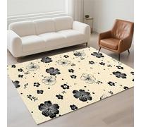 Hinnin Tapis Salon 100x200cm Beige Tapis de Couloir Chambre Moderne Lavable Antidérapant, Doux Pile Bouclée Grand Carpet pour Salon, Couloir, Salle à Manger, D'Entrée, Bureau 13-670