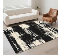 Hinnin Tapis Salon 100x200cm Black Tapis de Couloir Chambre Moderne Lavable Antidérapant, Doux Pile Bouclée Grand Carpet pour Salon, Couloir, Salle à Manger, D'Entrée, Bureau 13-806