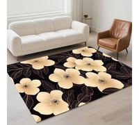 Hinnin Tapis Salon 70x140cm Black Tapis de Couloir Chambre Moderne Lavable Antidérapant, Doux Pile Bouclée Petit Carpet pour Salon, Couloir, Salle à Manger, D'Entrée, Bureau 13-738