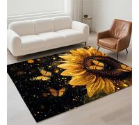 Hinnin Tapis Salon 70x140cm Sunflower Tapis de Couloir Chambre Moderne Lavable Antidérapant, Doux Pile Bou Petit Carpet pour Salon, Couloir, Salle à Manger, D'Entrée, Bureau 13-970