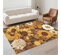 Hinnin Tapis Salon 80x150cm Brown Tapis de Couloir Chambre Moderne Lavable Antidérapant, Doux Pile Bouclée Grand Carpet pour Salon, Couloir, Salle à Manger, D'Entrée, Bureau 13-668