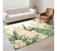 Hinnin Tapis Salon 90x150cm Peacock Tapis de Couloir Chambre Moderne Lavable Antidérapant, Doux Pile Bou Grand Carpet pour Salon, Couloir, Salle à Manger, D'Entrée, Bureau 13-1210