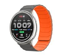 Hinnwer 20mm Bracelet Compatible avec Amazfit Cheetah 2 Pro/Amazfit T-Rex 3 Pro 44mm/Active 2/Active/GTR Mini/GTS 4, Bracelet Boucle Magnétique Silicone pour Amazfit Bip 3 Gris Orange