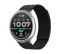 Hinnwer 20mm Bracelet Compatible avec Amazfit T-Rex 3 Pro 44mm/Amazfit Active 2 Square/Active 2/Active/GTR Mini/GTS 4/GTS 4 Mini, Bracelet Boucle Magnétique Silicone pour Amazfit Bip 3 Noir