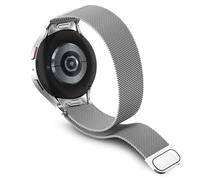 Hinnwer 20mm Bracelet en Métal pour Samsung Galaxy Watch FE/Galaxy Watch 7/Galaxy Watch 6/5/4 40mm 44mm/Watch 6 Classic One-Click Bouton Acier Inoxydable pour Galaxy Watch 5 Pro 45mm Argent