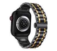 Hinnwer Bracelet en Métal pour Apple Watch 49mm 45mm 44mm 42mm 46mm | Réglable Remplacement Bracelets Compatible avec Apple Watch SE 3 2 1 Ultra 4 3 2 1 Series 12/11/10/9/8/7/6/5/4 Noir+Or