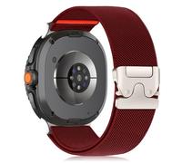 Hinnwer Nylon Bracelets Compatible avec Bracelet Samsung Galaxy Watch 8 40mm 44mm/8 Classic 46mm, Fermoir Parachute Sport Loop Tressé Bracelet pour Galaxy Watch 8 Classic 46mm Vin Rouge
