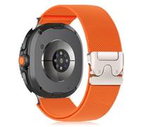 Hinnwer Nylon Bracelets Compatible avec Bracelet Samsung Galaxy Watch 8 40mm 44mm/8 Classic 46mm, Fermoir Parachute Sport Loop Tressé Bracelet pour Galaxy Watch 8 Classic 46mm Orange