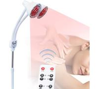 HINOPY Lampe infrarouge chauffante - 275 W - Double tête - Lampe thérapeutique infrarouge - Support réglable à 360° - Avec roues - Pour salon de massage