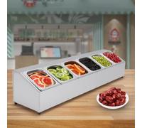 HINOPY Récipient à ingrédients GN avec couvercle - Récipient Gastronorm en acier inoxydable - 6 pièces - Pour gastronomie et cuisine - Récipient gastronomique - Accessoires à pizza - 104 x 22,5 x 22
